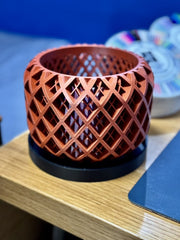 Lattice Drum Orchid Planter - 3D printed planter by Valence Objects