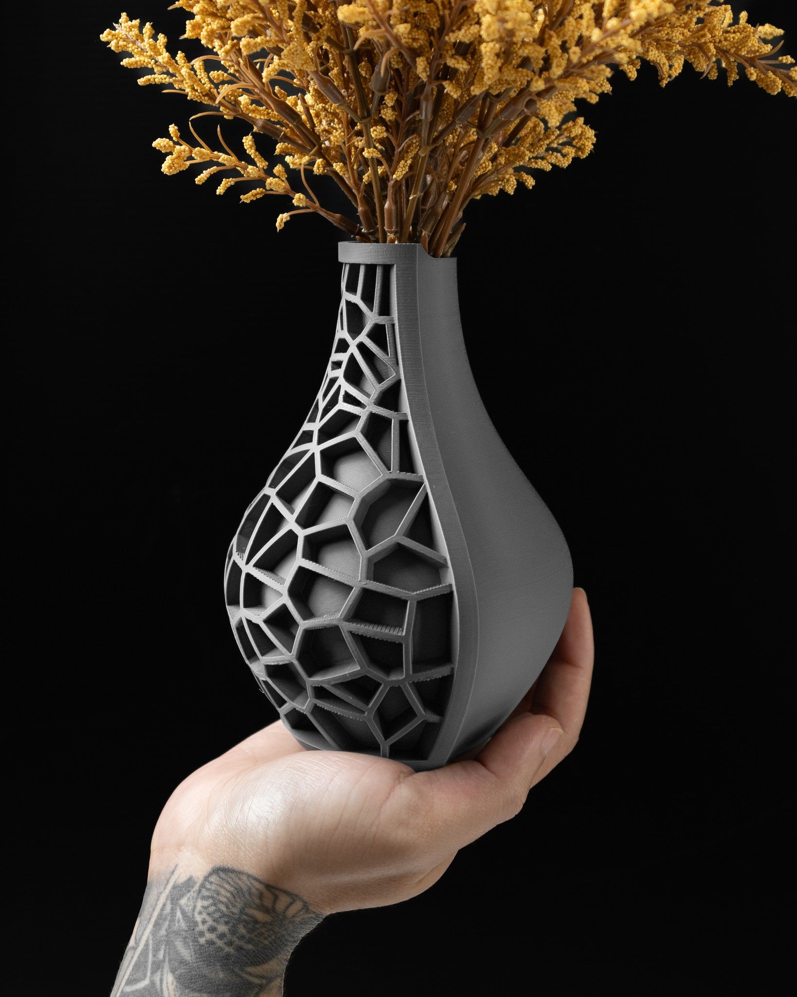 Voronoi Drop Vase - 3D printed vase by Valence Objects