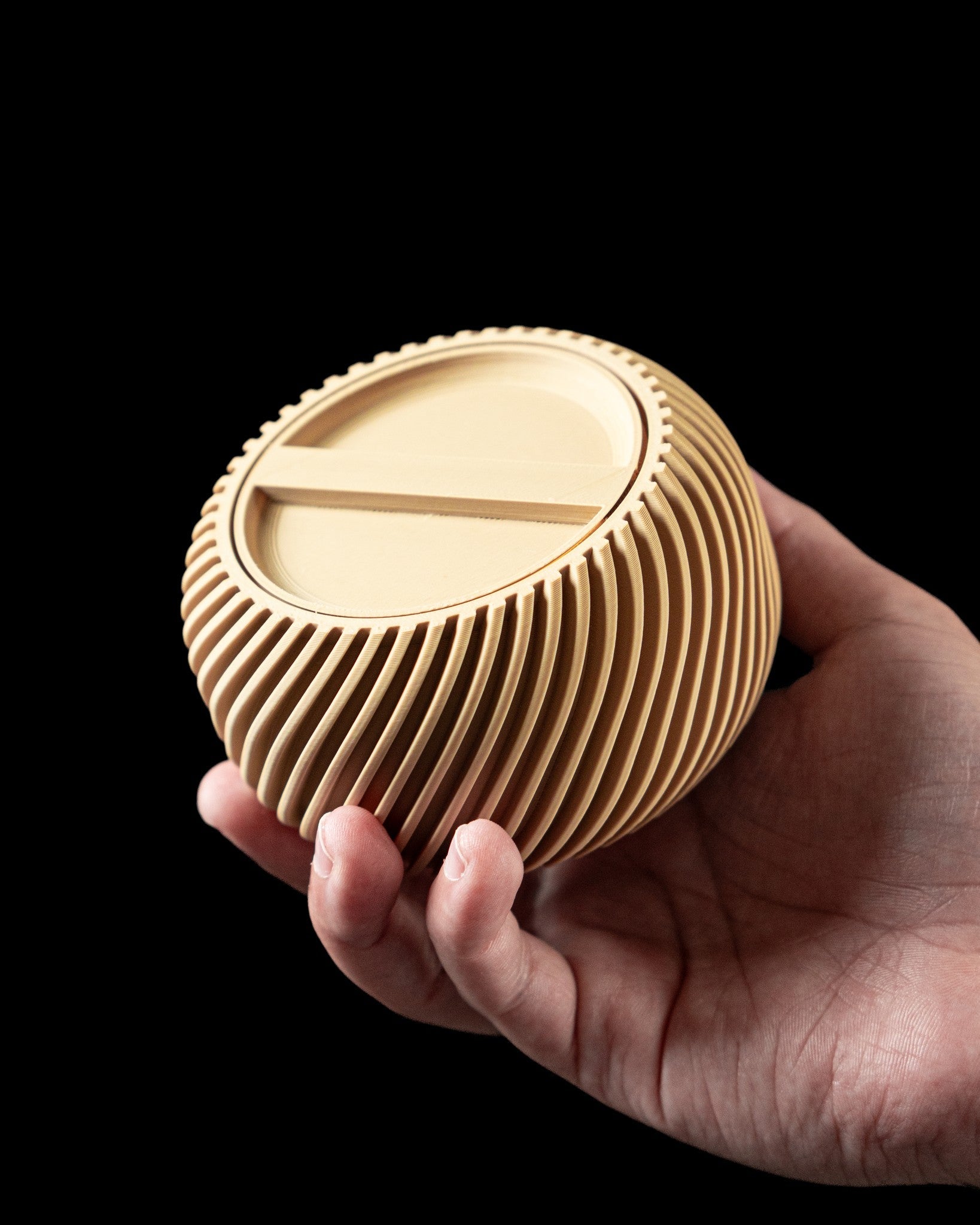Ribbed Lidded Jar - 3D printed storage jar by Valence Objects