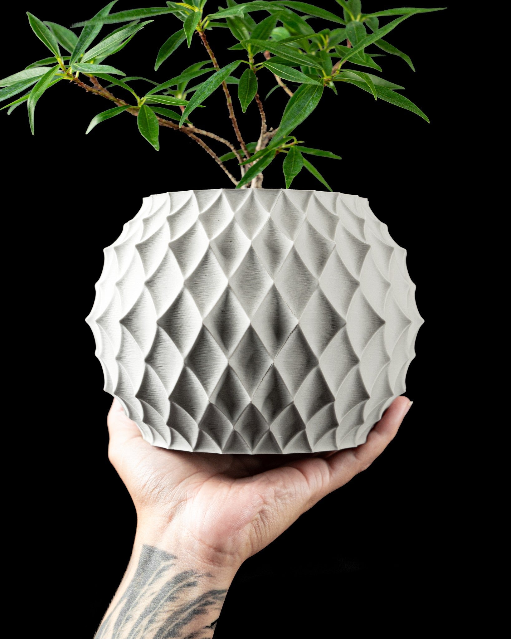Diamond Quilt Planter - 3D printed planter by Valence Objects