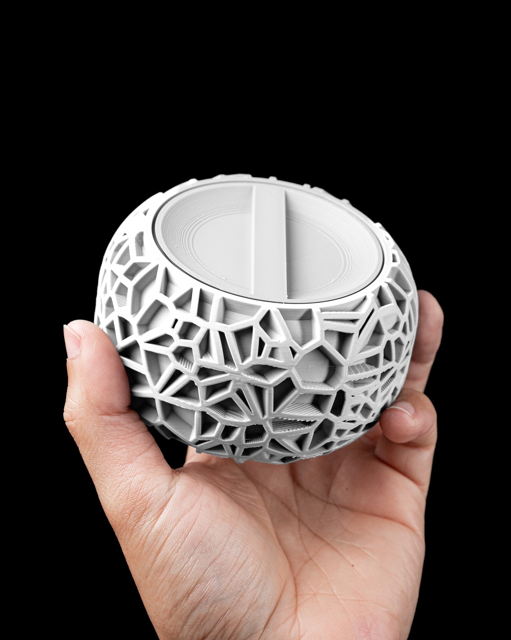 Voronoi Orb Jar - 3D printed storage jar by Valence Objects
