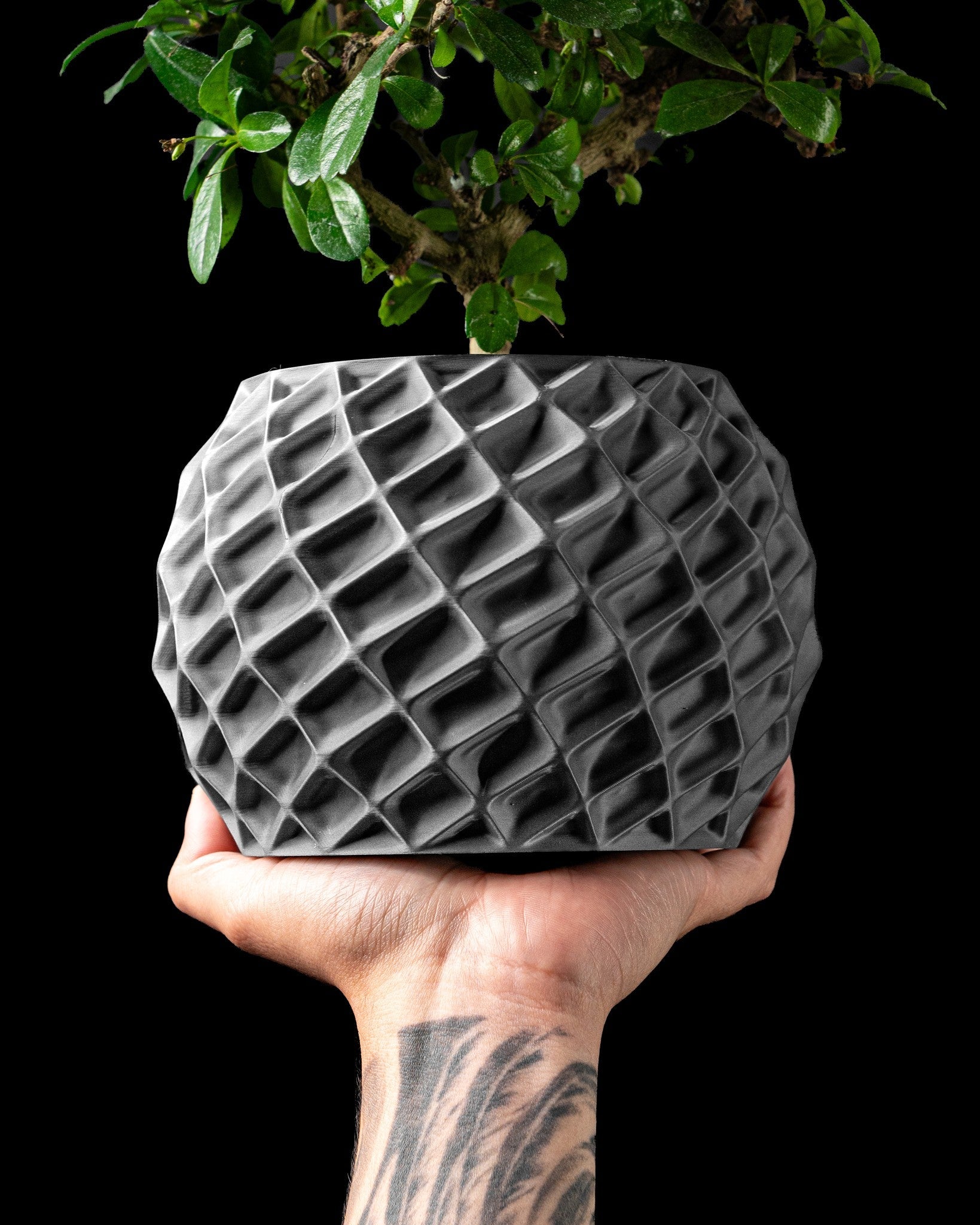 Faceted Orb Planter - 3D printed planter by Valence Objects