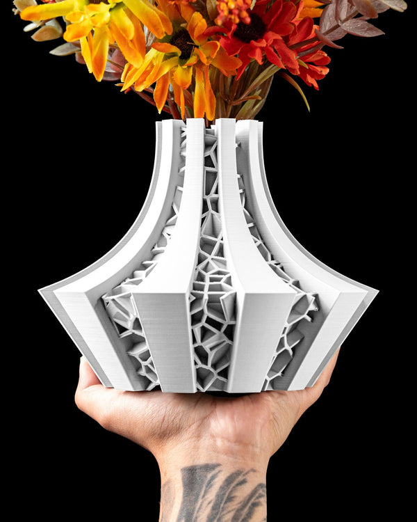 Voronoi Panel Vase - 3D printed vase by Valence Objects