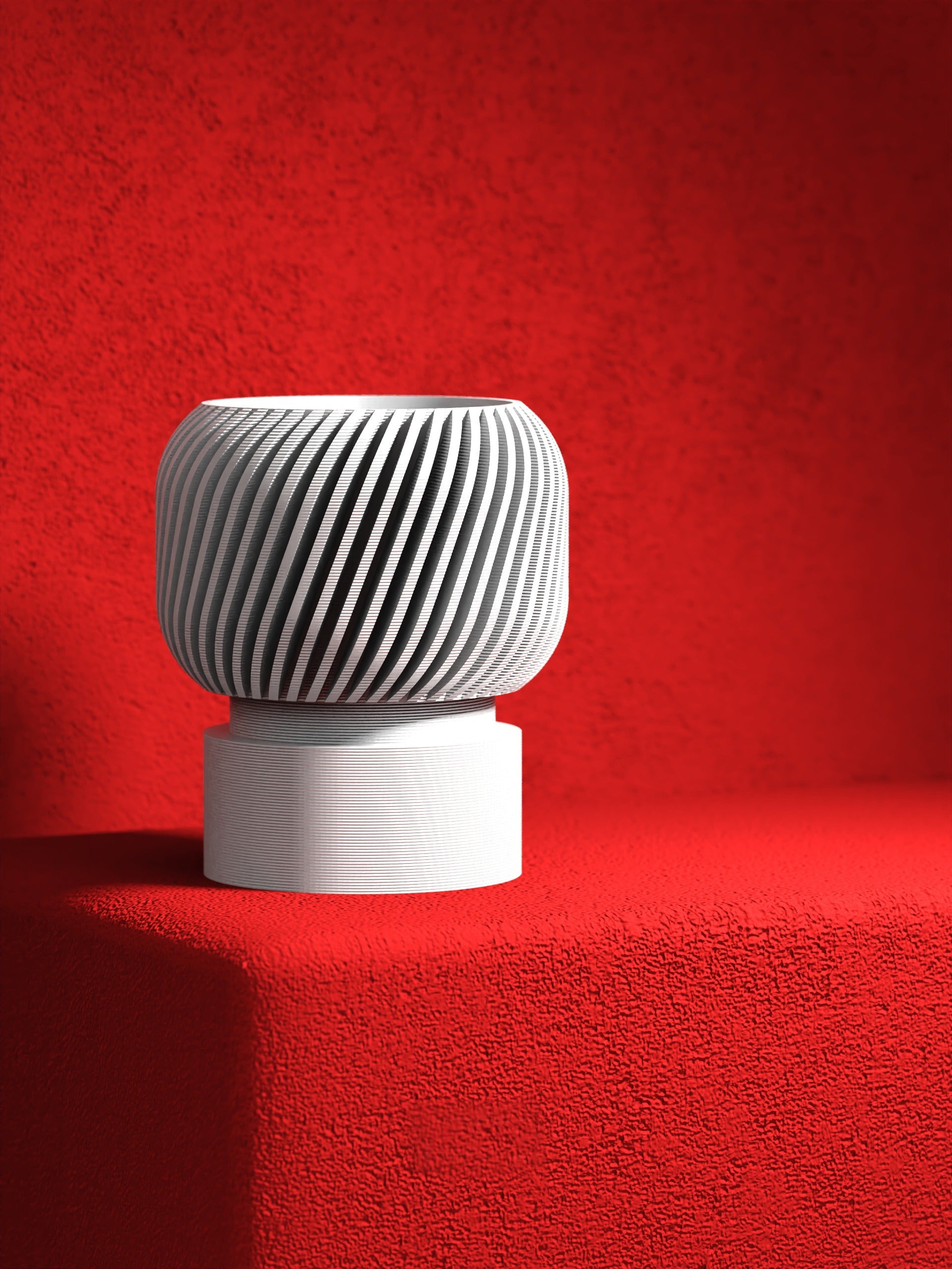 Fluted Pedestal Planter - 3D printed planter by Valence Objects