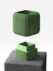 Ribbed Crate Planter - 3D printed planter by Valence Objects