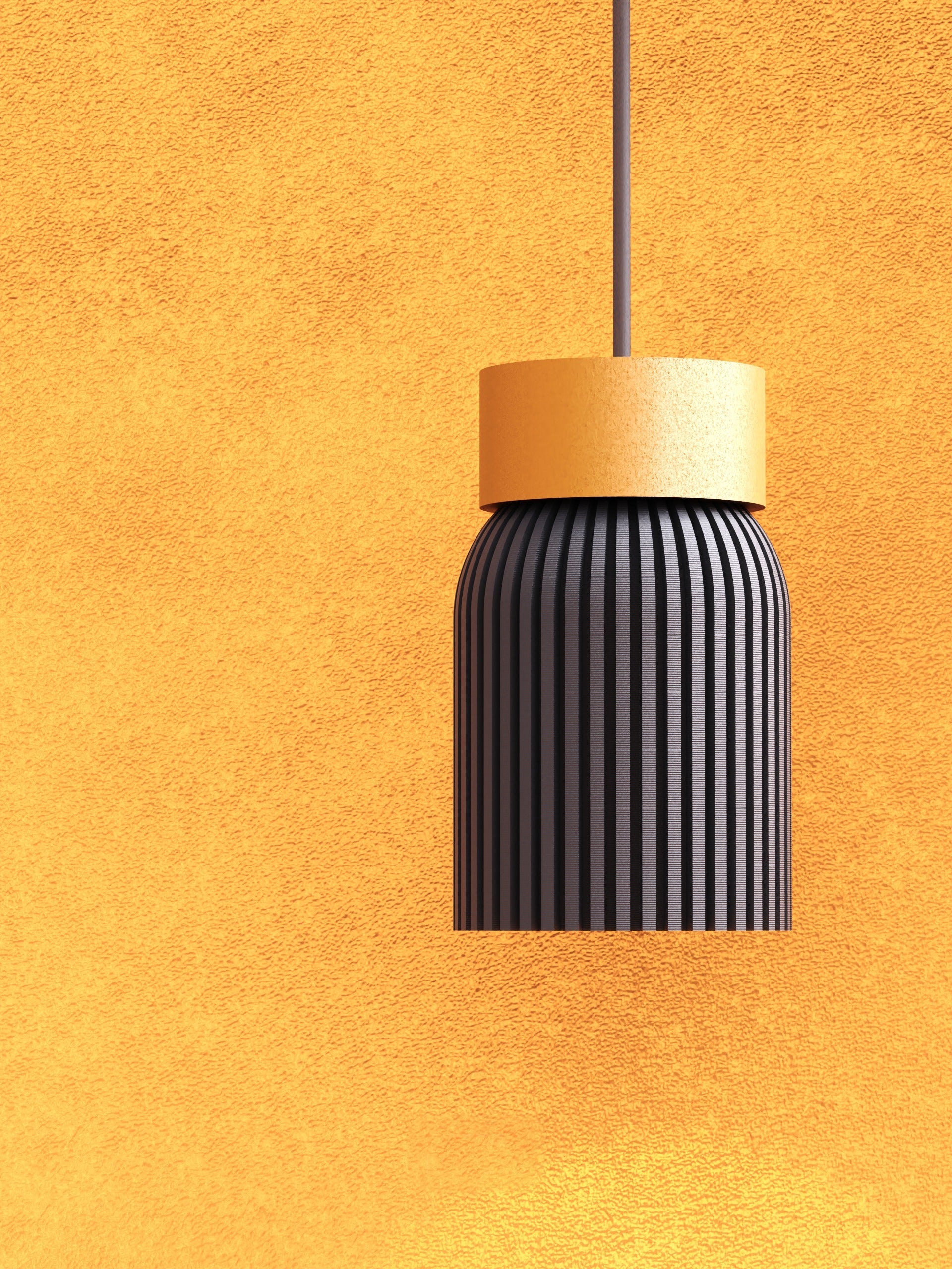 Rib Cylinder Pendant Light - 3D printed pendant light by Valence Objects