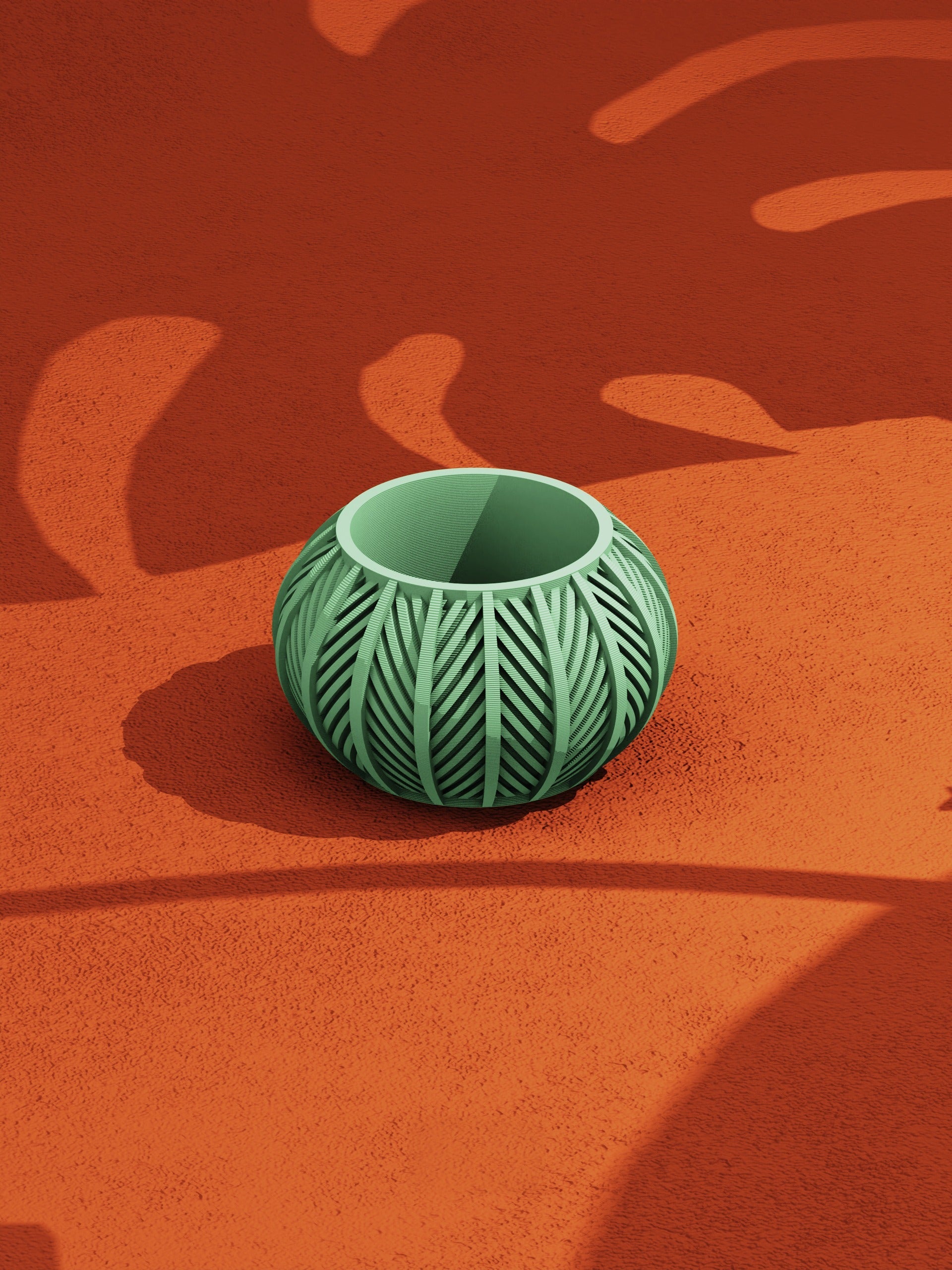 Chevron Round Planter - 3D printed planter by Valence Objects