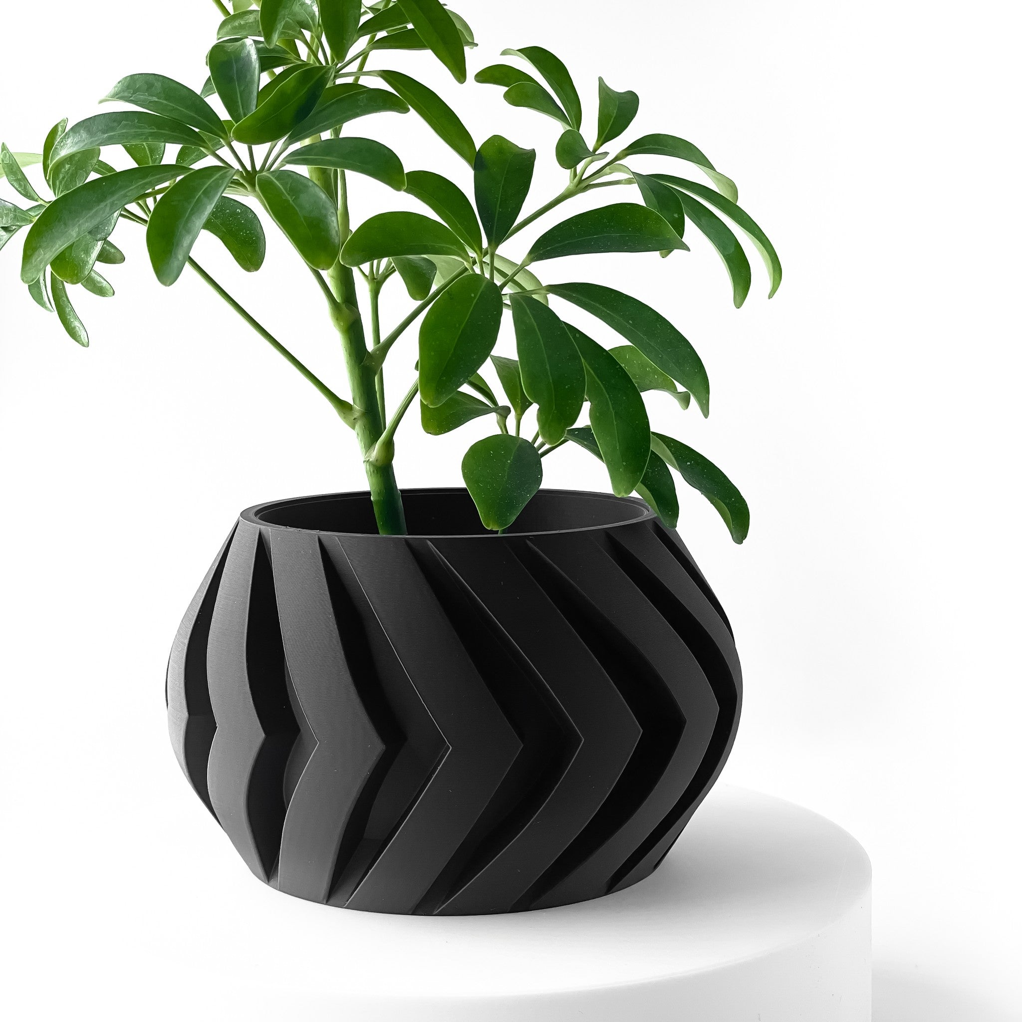 Chevron Bowl Planter - 3D printed planter by Valence Objects