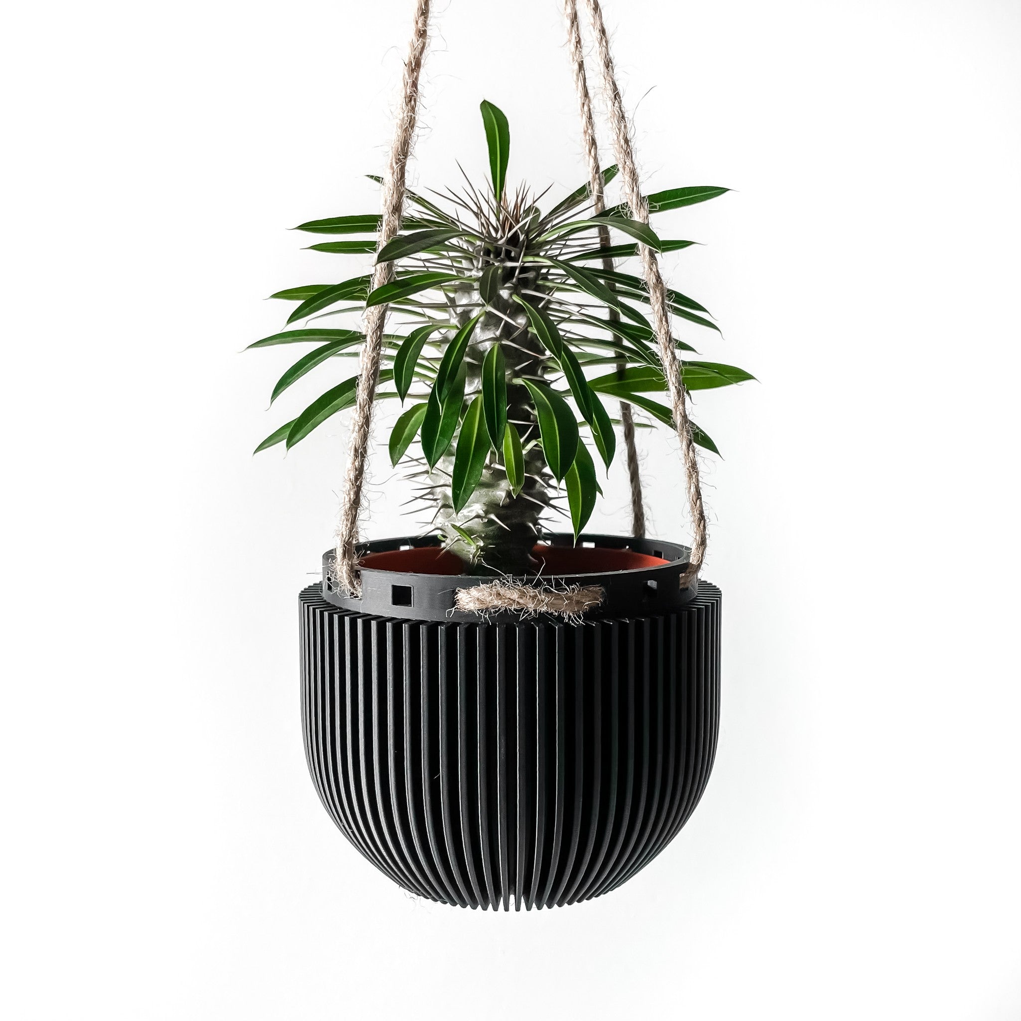 Ribbed Hanging Planter - 3D printed planter by Valence Objects
