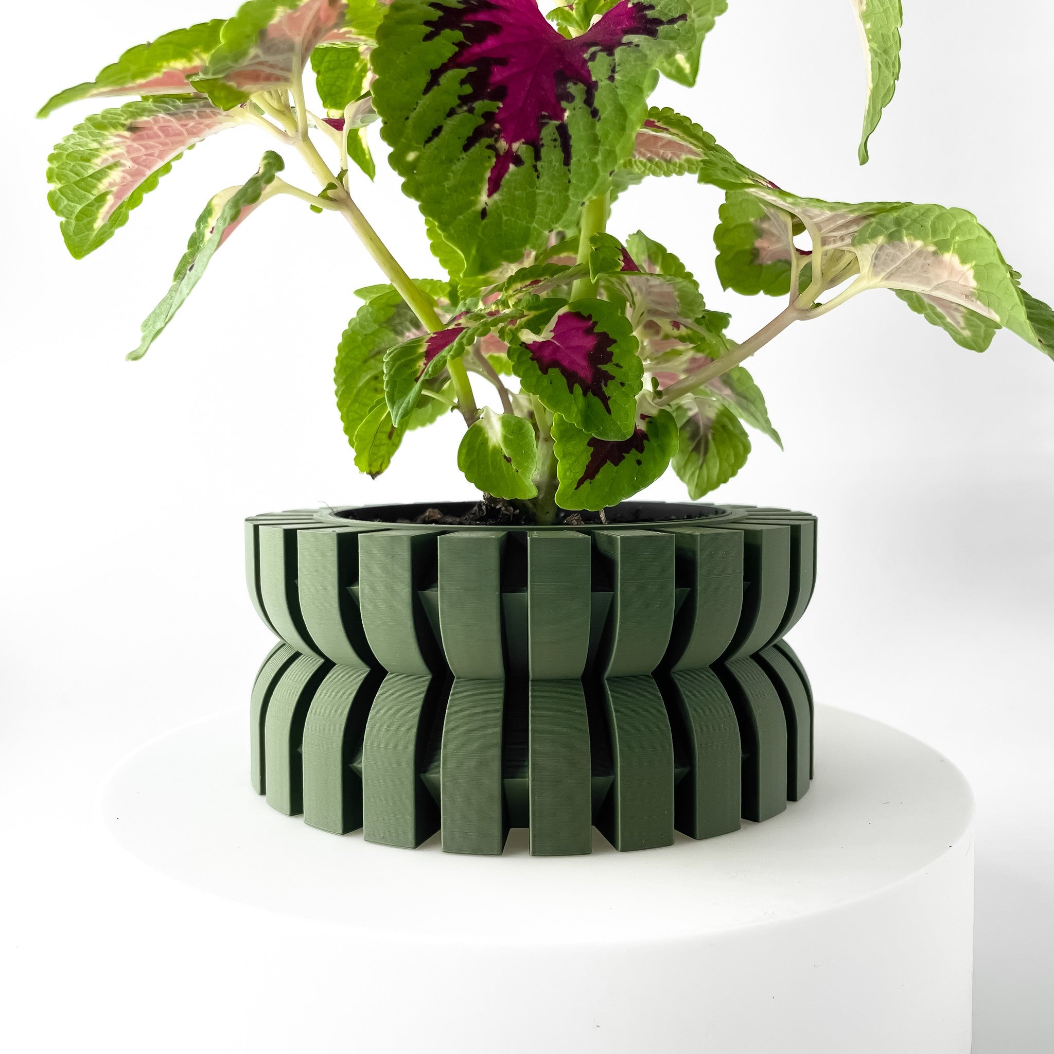 Slat Drum Planter - 3D printed planter by Valence Objects
