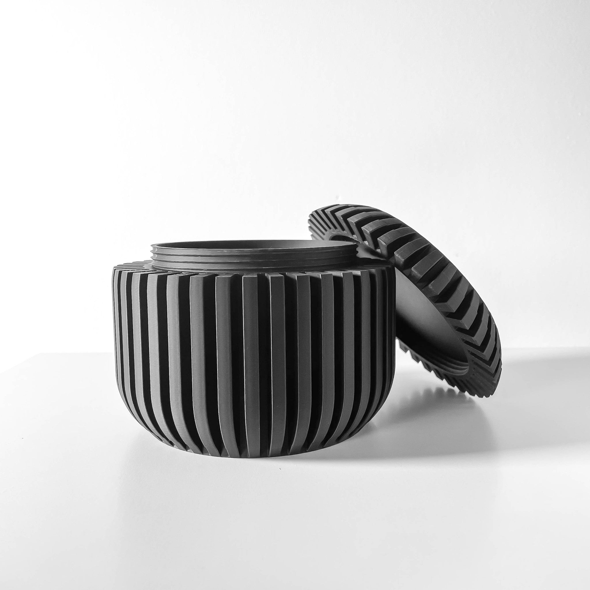 Fine Rib Jar - 3D printed storage jar by Valence Objects