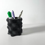 Wave Rib Pen Cup - 3D printed desk organiser by Valence Objects
