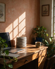 Accordion Stack Planter – on a work desk in morning sun