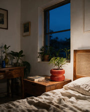 Accordion Waist Planter – at night on a bedside table
