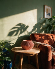 Angular Bud Planter – on a side table at golden hour