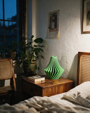 Angular Facet Vase – at night on a bedside table