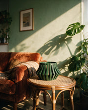 Angular Fin Orchid Planter – on a side table at golden hour