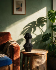 Angular Fin Vase – on a side table at golden hour