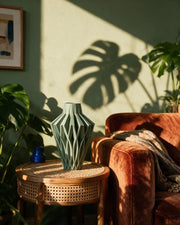 Angular Gem Vase – on a side table at golden hour