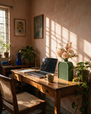Arch Slab Vase – on a work desk in morning sun