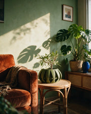 Arrow Facet Planter – on a side table at golden hour