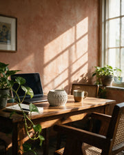 Basket Weave Planter – on a work desk in morning sun
