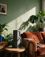 Block Form Vase – on a side table at golden hour