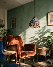 Bloom Cell Pendant Light – on a side table at golden hour