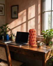 Bubble Column Vase – on a work desk in morning sun
