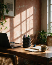 Bubble Ring Pen Cup – on a work desk in morning sun