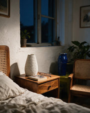 Bubble Texture Vase – at night on a bedside table