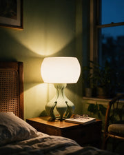 Bulb Dome Table Lamp – at night on a bedside table