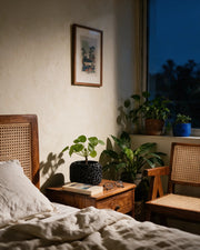 Cell Block Planter – at night on a bedside table