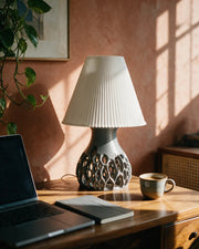 Cell Lattice Table Lamp – on a work desk in morning sun