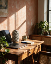 Cell Lattice Vase – on a work desk in morning sun