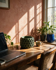 Checker Cut Planter – on a work desk in morning sun