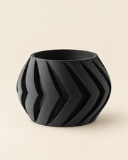 Chevron Bowl Planter – three-quarter studio view