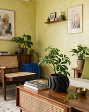 Chevron Bowl Planter – styled on a console
