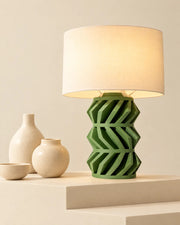 Chevron Lattice Table Lamp – styled in use