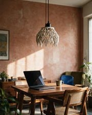 Claw Petal Pendant Light – on a work desk in morning sun