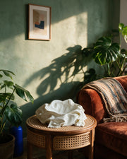 Cloth Bowl – on a side table at golden hour