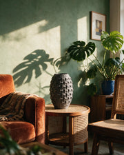 Cobble Scale Vase – on a side table at golden hour