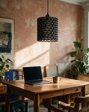Comb Tube Pendant Light – on a work desk in morning sun