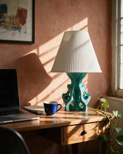 Coral Branch Table Lamp – on a work desk in morning sun