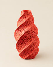 Coral Twist Vase – three-quarter studio view