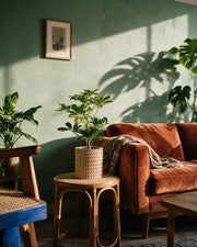 Corrugated Column Planter – on a side table at golden hour