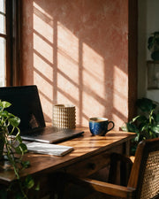 Corrugated Column Planter – on a work desk in morning sun