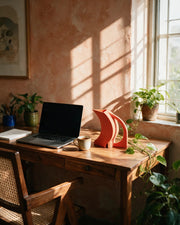 Crescent Watering Can – on a work desk in morning sun