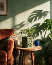 Dash Cut Planter – on a side table at golden hour