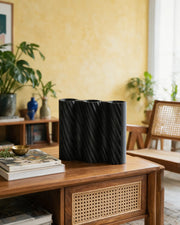 Diagonal Rib Vase – styled on a console